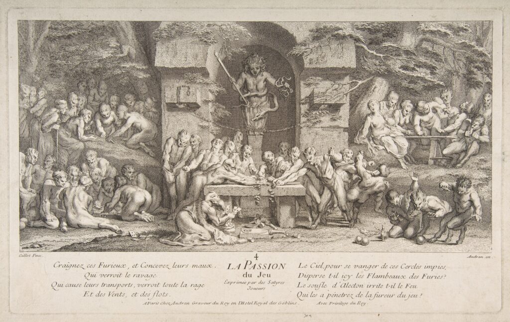 The Passion for Gambling, print, Claude Gillot, engraved by Jacques Gabriel Huquier